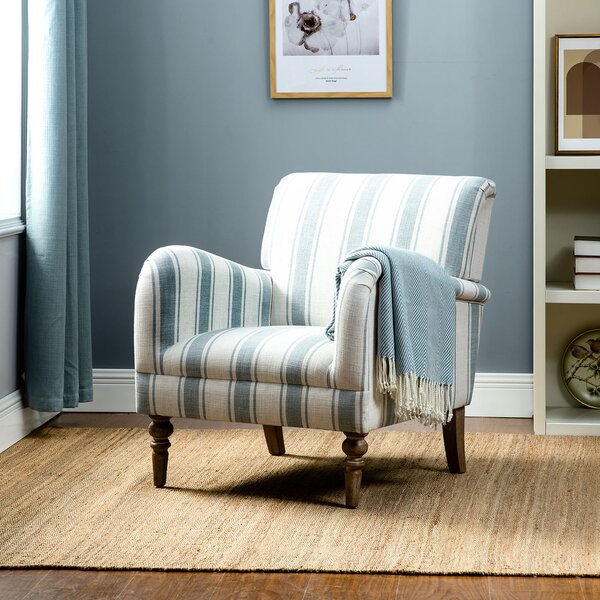 Blue and white striped accent deals chair